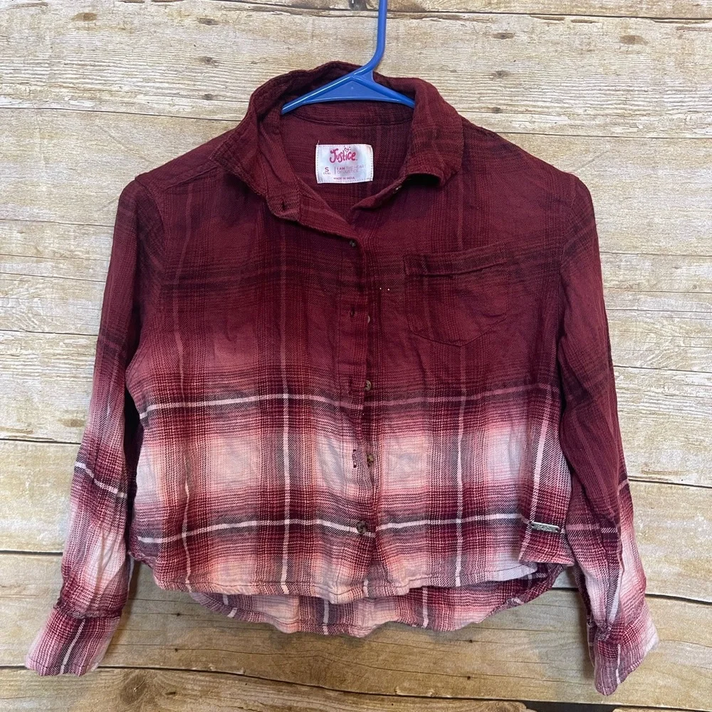 Justice ombre plaid shirt 🛍